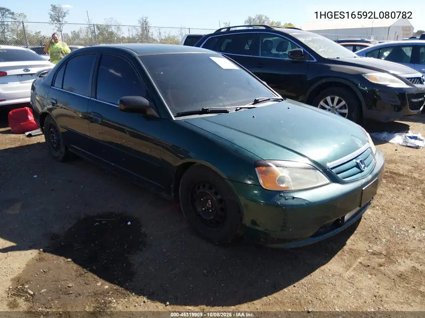 HONDA CIVIC 2002, VIN 1HGES16592L080782