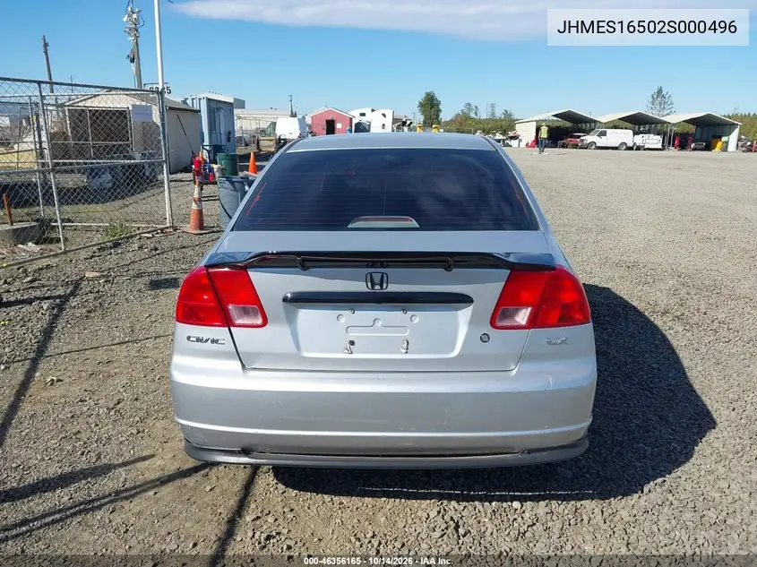 2002 HONDA CIVIC VIN JHMES16502S000496 — фото 16