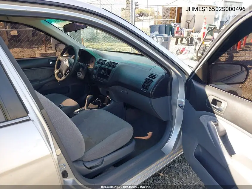 2002 HONDA CIVIC VIN JHMES16502S000496 — фото 5