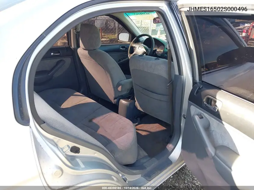 2002 HONDA CIVIC VIN JHMES16502S000496 — фото 8