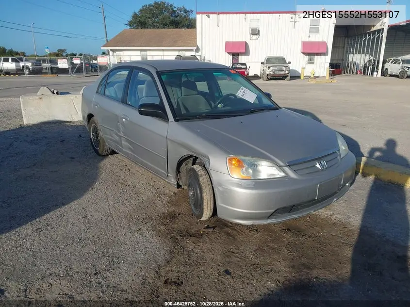 HONDA CIVIC 2002, VIN 2HGES15552H553107