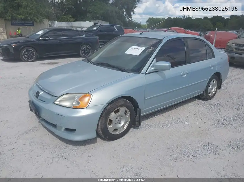 2003 HONDA CIVIC VIN JHMES96623S025196 — фото 2