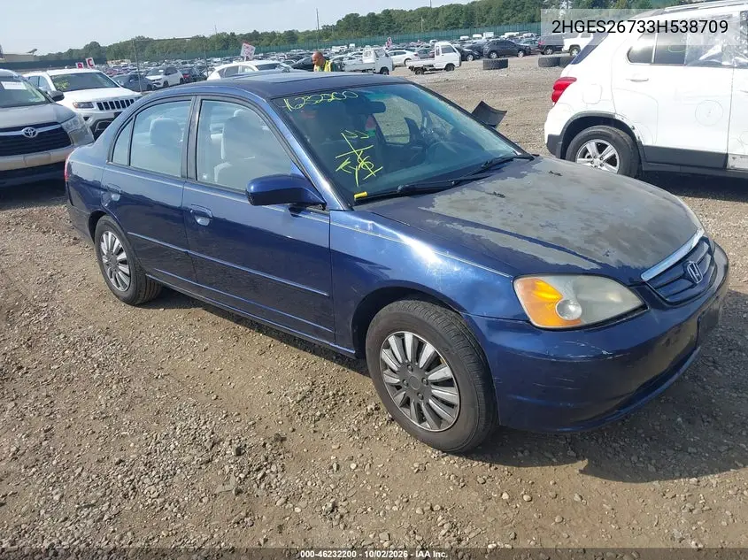 HONDA CIVIC 2003, VIN 2HGES26733H538709