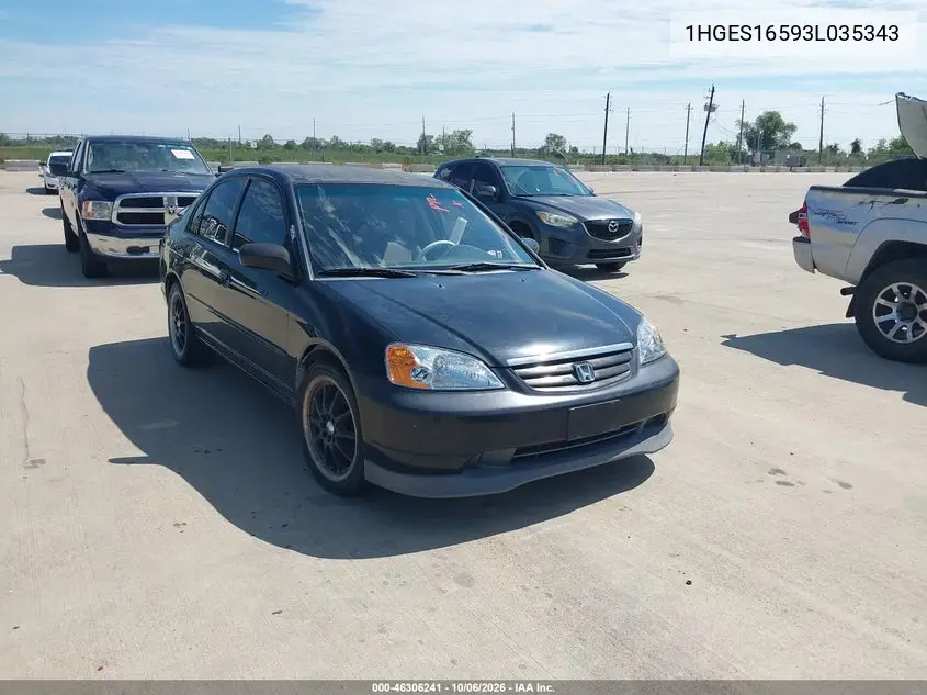 HONDA CIVIC 2003, VIN 1HGES16593L035343