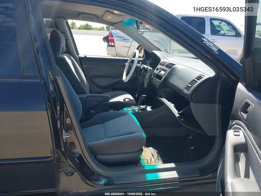 2003 HONDA CIVIC VIN 1HGES16593L035343 — фото 5