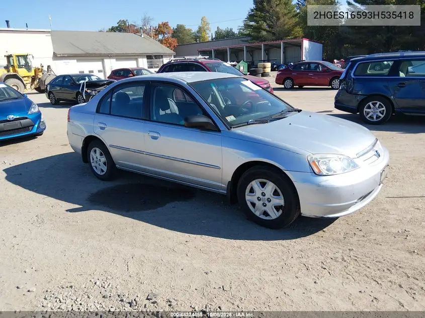 HONDA CIVIC 2003, VIN 2HGES16593H535418