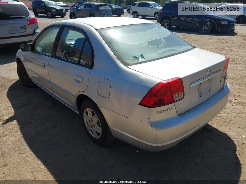 2003 HONDA CIVIC VIN 2HGES16583H615258 — фото 3