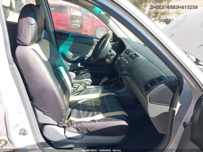 2003 HONDA CIVIC VIN 2HGES16583H615258 — фото 5