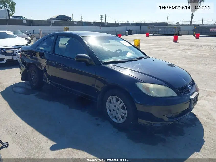 HONDA CIVIC 2004, VIN 1HGEM22514L042021