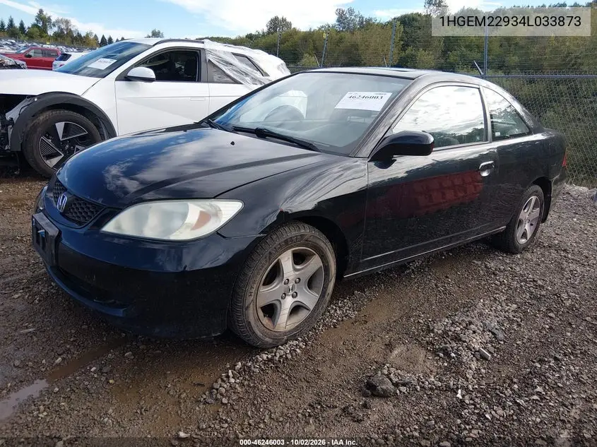 2004 HONDA CIVIC VIN 1HGEM22934L033873 — фото 2