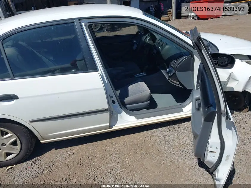 2004 HONDA CIVIC VIN 2HGES16374H533392 — фото 5