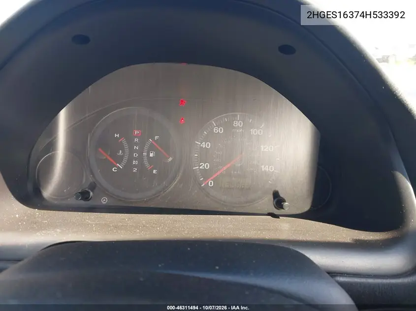2004 HONDA CIVIC VIN 2HGES16374H533392 — фото 7