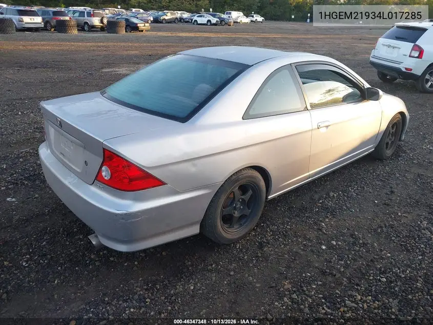 2004 HONDA CIVIC VIN 1HGEM21934L017285 — фото 4