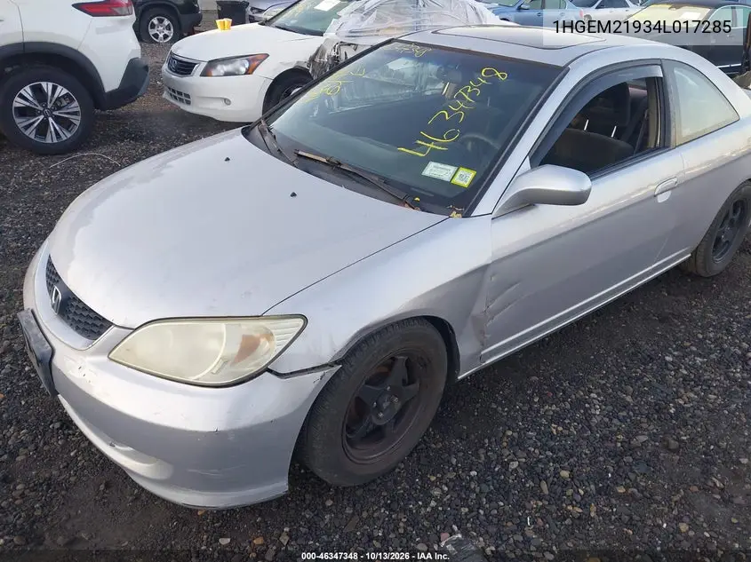 2004 HONDA CIVIC VIN 1HGEM21934L017285 — фото 6