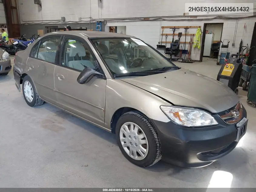 HONDA CIVIC 2004, VIN 2HGES165X4H561432