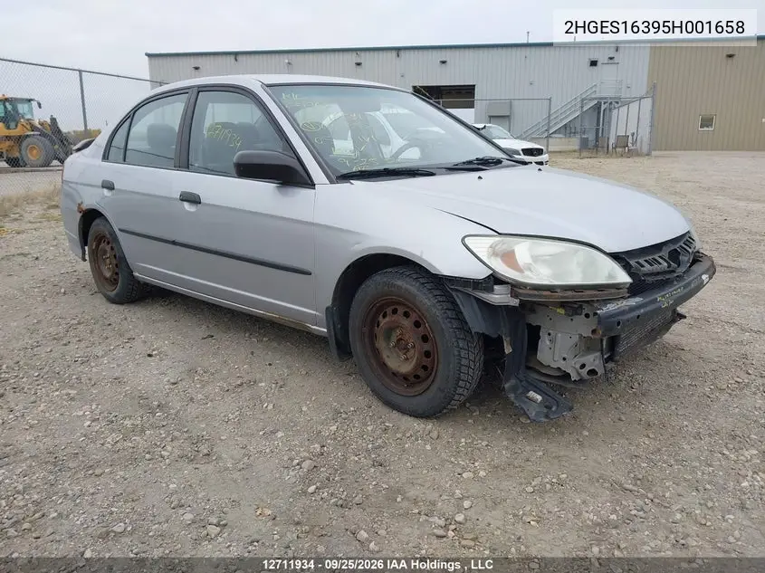 HONDA CIVIC 2005, VIN 2HGES16395H001658