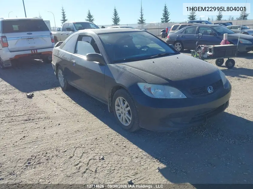 HONDA CIVIC 2005, VIN 1HGEM22995L804001
