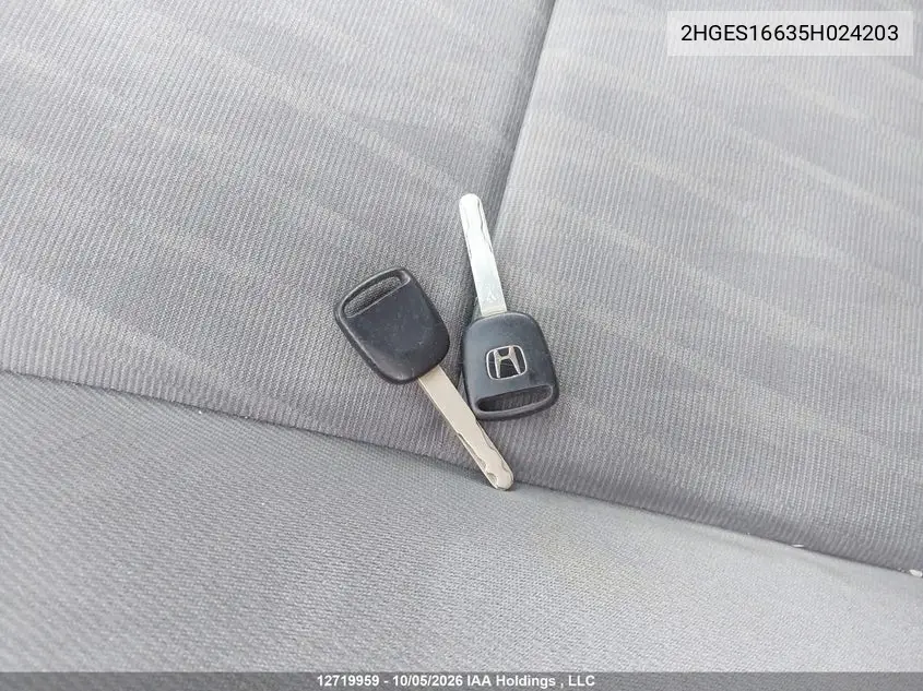 2005 HONDA CIVIC VIN 2HGES16635H024203 — фото 11