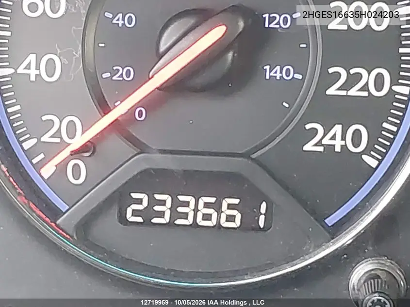 2005 HONDA CIVIC VIN 2HGES16635H024203 — фото 15