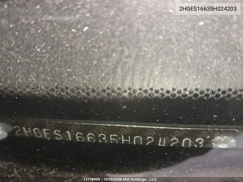2005 HONDA CIVIC VIN 2HGES16635H024203 — фото 19