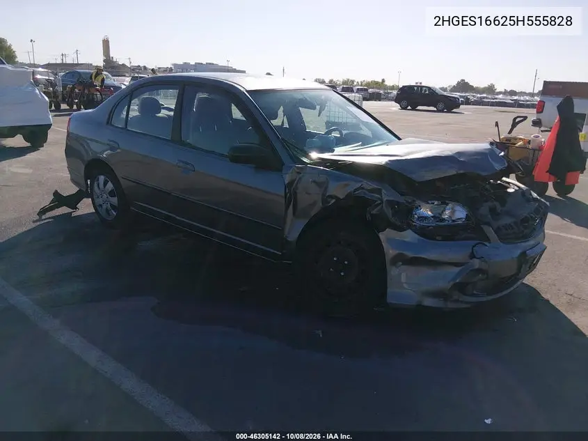 HONDA CIVIC 2005, VIN 2HGES16625H555828