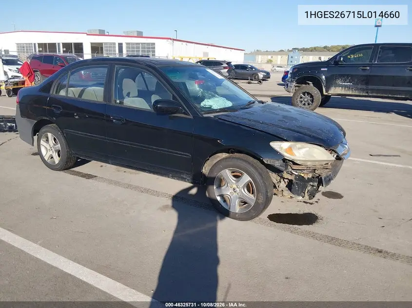 HONDA CIVIC 2005, VIN 1HGES26715L014660