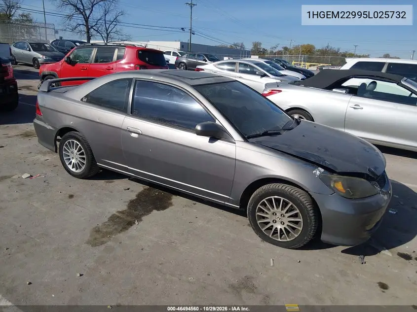 HONDA CIVIC 2005, VIN 1HGEM22995L025732