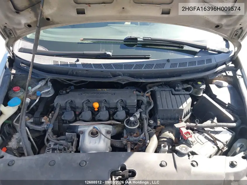 2006 HONDA CIVIC VIN 2HGFA16396H009574 — фото 10