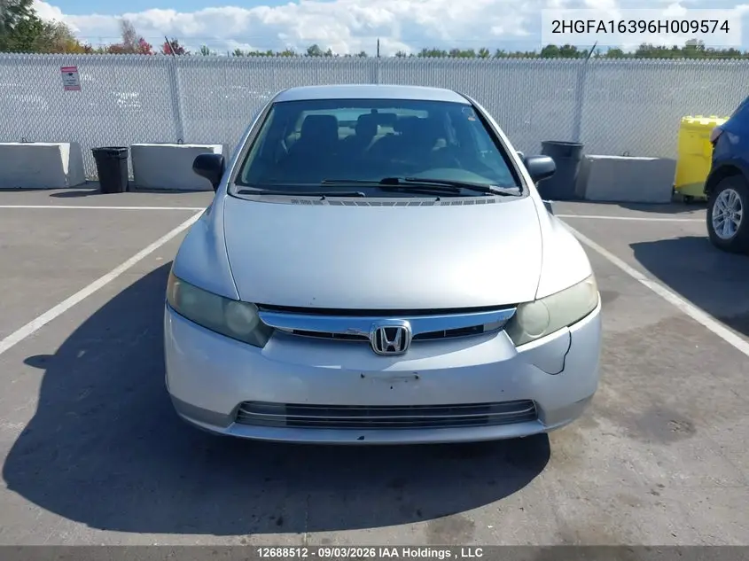 2006 HONDA CIVIC VIN 2HGFA16396H009574 — фото 13