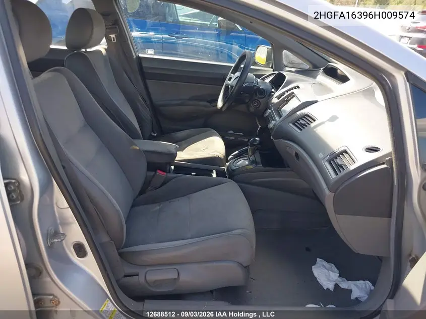 2006 HONDA CIVIC VIN 2HGFA16396H009574 — фото 5