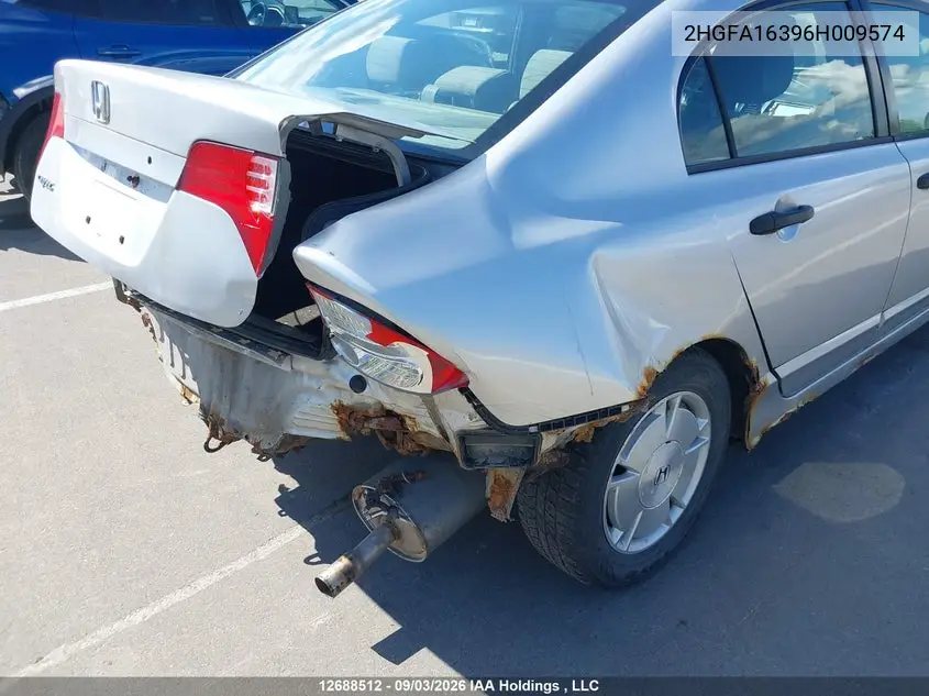 2006 HONDA CIVIC VIN 2HGFA16396H009574 — фото 6