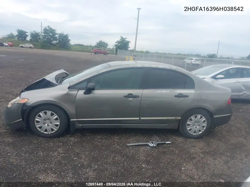2006 HONDA CIVIC VIN 2HGFA16396H038542 — фото 14
