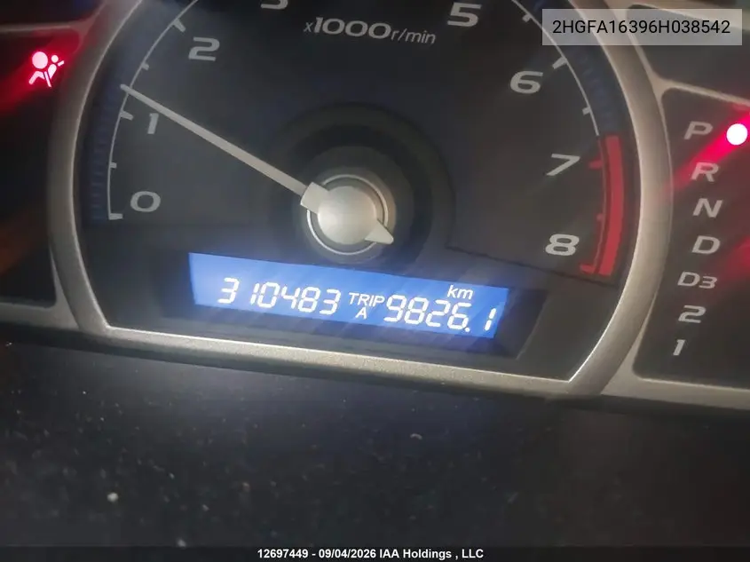 2006 HONDA CIVIC VIN 2HGFA16396H038542 — фото 15