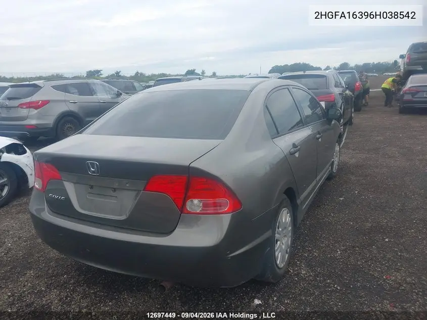 2006 HONDA CIVIC VIN 2HGFA16396H038542 — фото 4