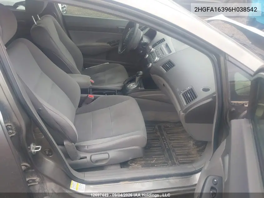 2006 HONDA CIVIC VIN 2HGFA16396H038542 — фото 5