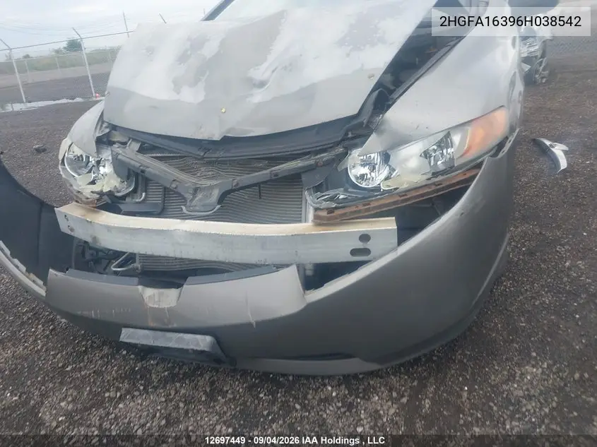 2006 HONDA CIVIC VIN 2HGFA16396H038542 — фото 6
