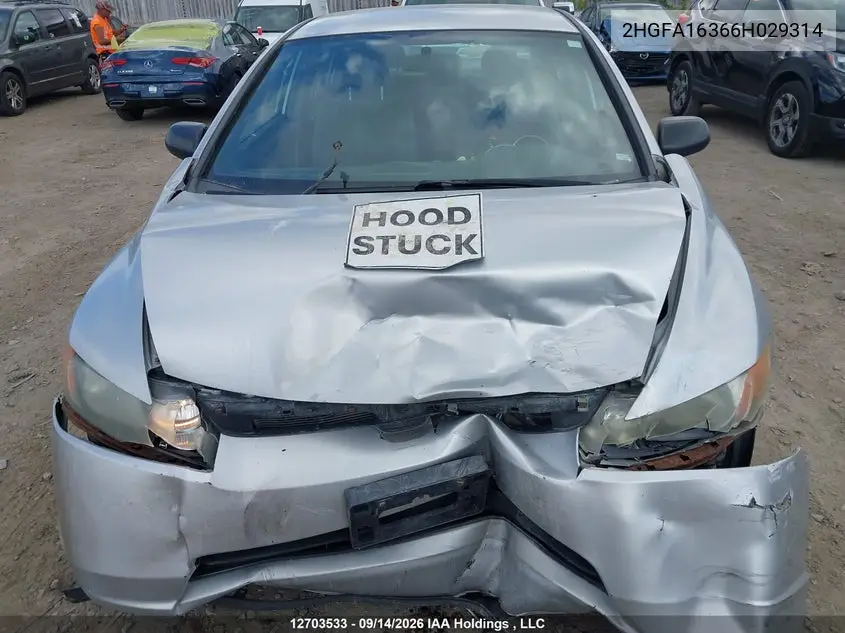 2006 HONDA CIVIC VIN 2HGFA16366H029314 — фото 10