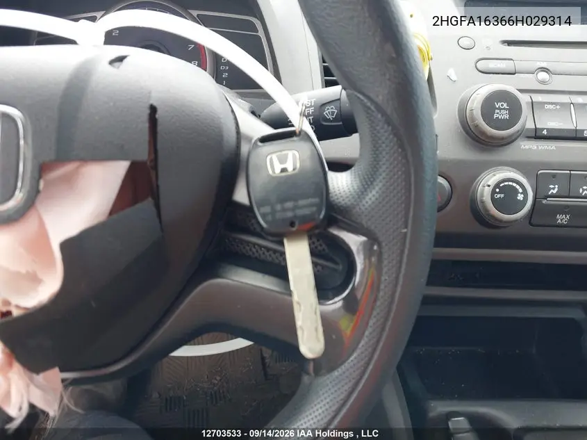 2006 HONDA CIVIC VIN 2HGFA16366H029314 — фото 11