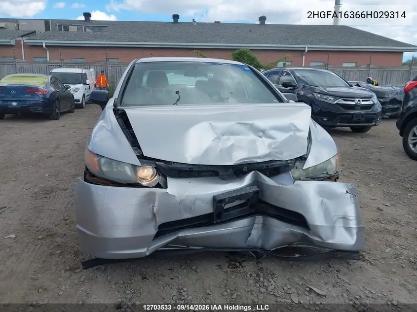 2006 HONDA CIVIC VIN 2HGFA16366H029314 — фото 12