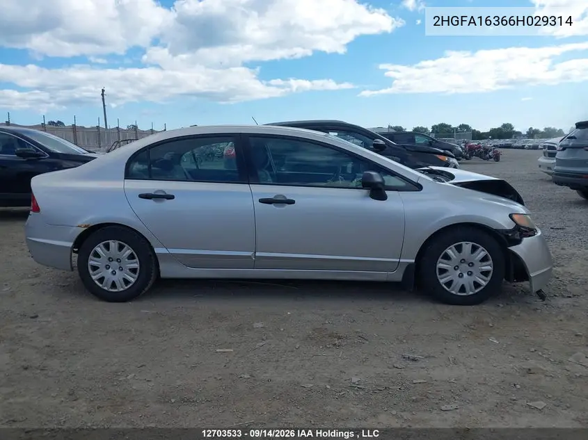 2006 HONDA CIVIC VIN 2HGFA16366H029314 — фото 13