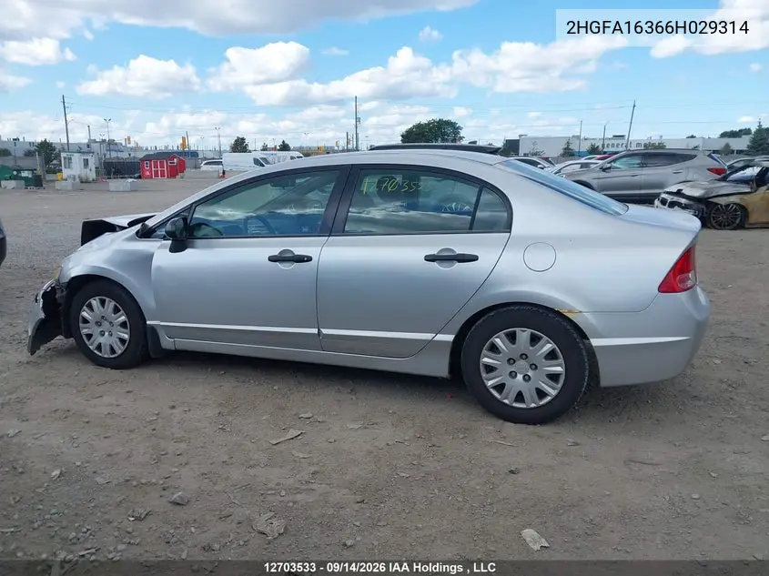 2006 HONDA CIVIC VIN 2HGFA16366H029314 — фото 14