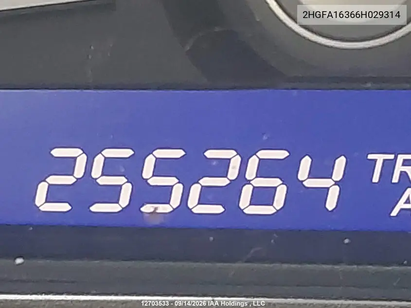 2006 HONDA CIVIC VIN 2HGFA16366H029314 — фото 15