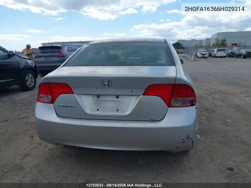 2006 HONDA CIVIC VIN 2HGFA16366H029314 — фото 16