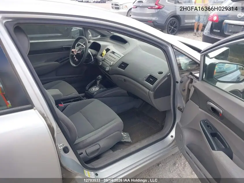 2006 HONDA CIVIC VIN 2HGFA16366H029314 — фото 5
