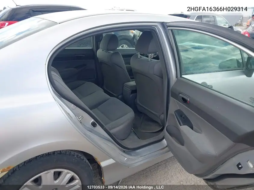 2006 HONDA CIVIC VIN 2HGFA16366H029314 — фото 8