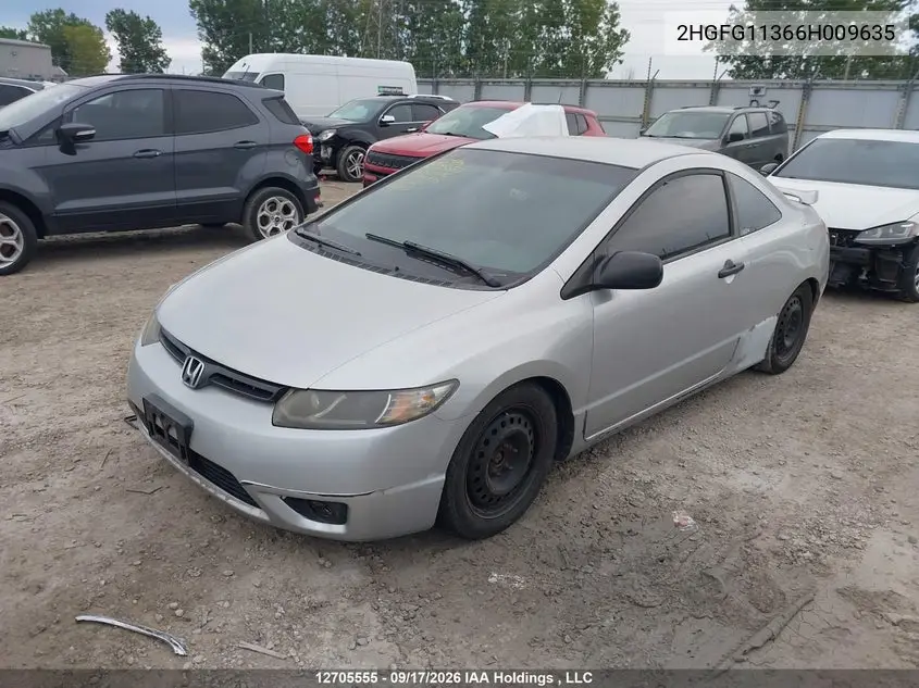 2006 HONDA CIVIC VIN 2HGFG11366H009635 — фото 2