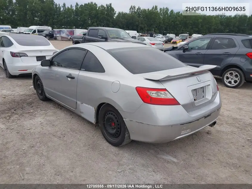 2006 HONDA CIVIC VIN 2HGFG11366H009635 — фото 3