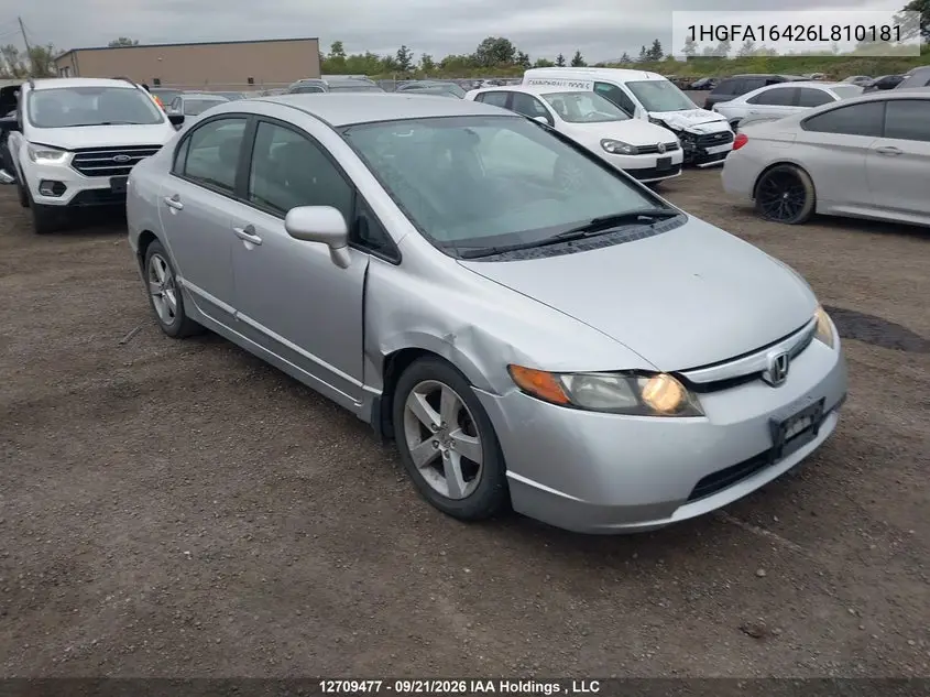 HONDA CIVIC 2006, VIN 1HGFA16426L810181