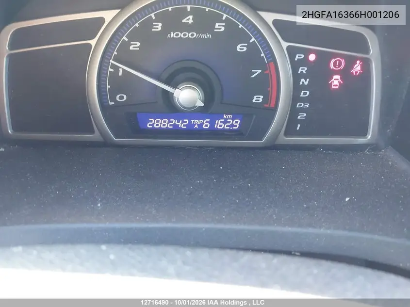 2006 HONDA CIVIC VIN 2HGFA16366H001206 — фото 15
