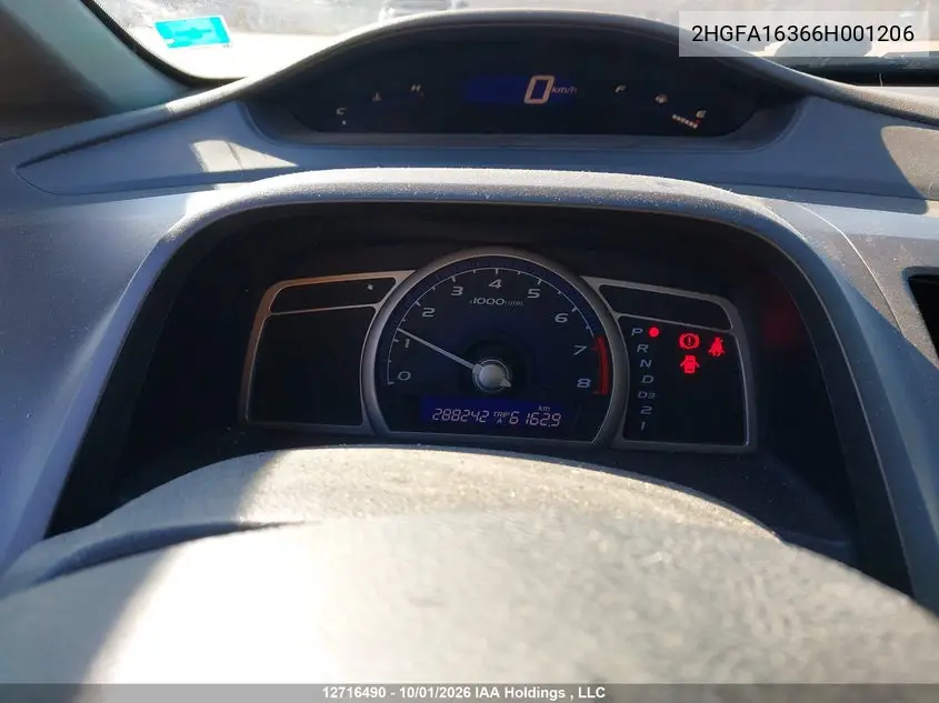 2006 HONDA CIVIC VIN 2HGFA16366H001206 — фото 7